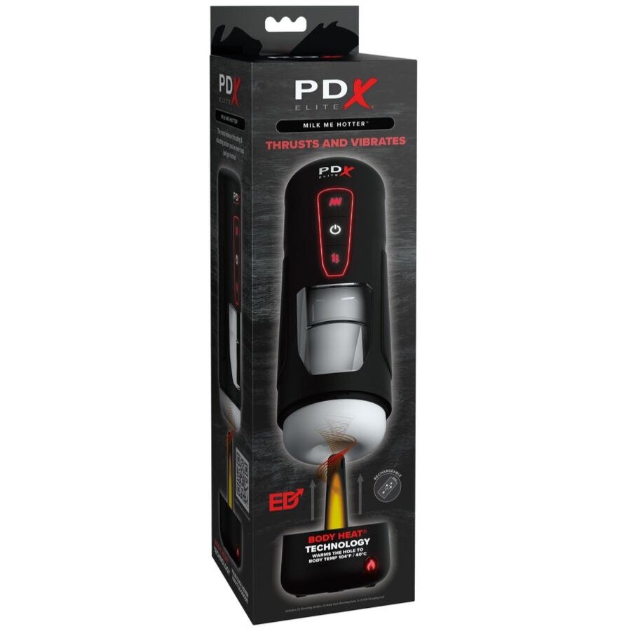 PDX ELITE - MASTURBADOR AUTOMÁTICO MILK ME HOTTER COM VIBRAÇÃO DE EFEITO DE CALOR E IMPULSÃO