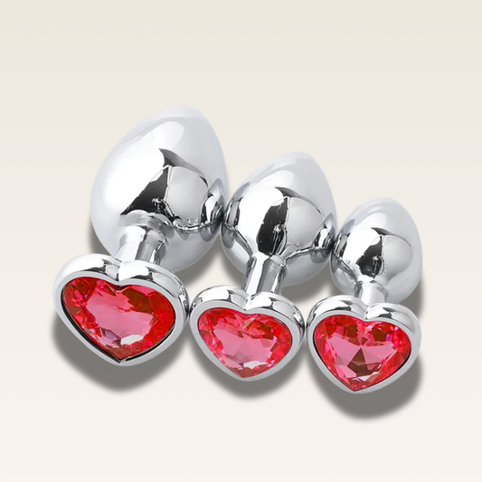 Plug Anal Metálico com Cristal em Formato de Coração - Prazer em TI