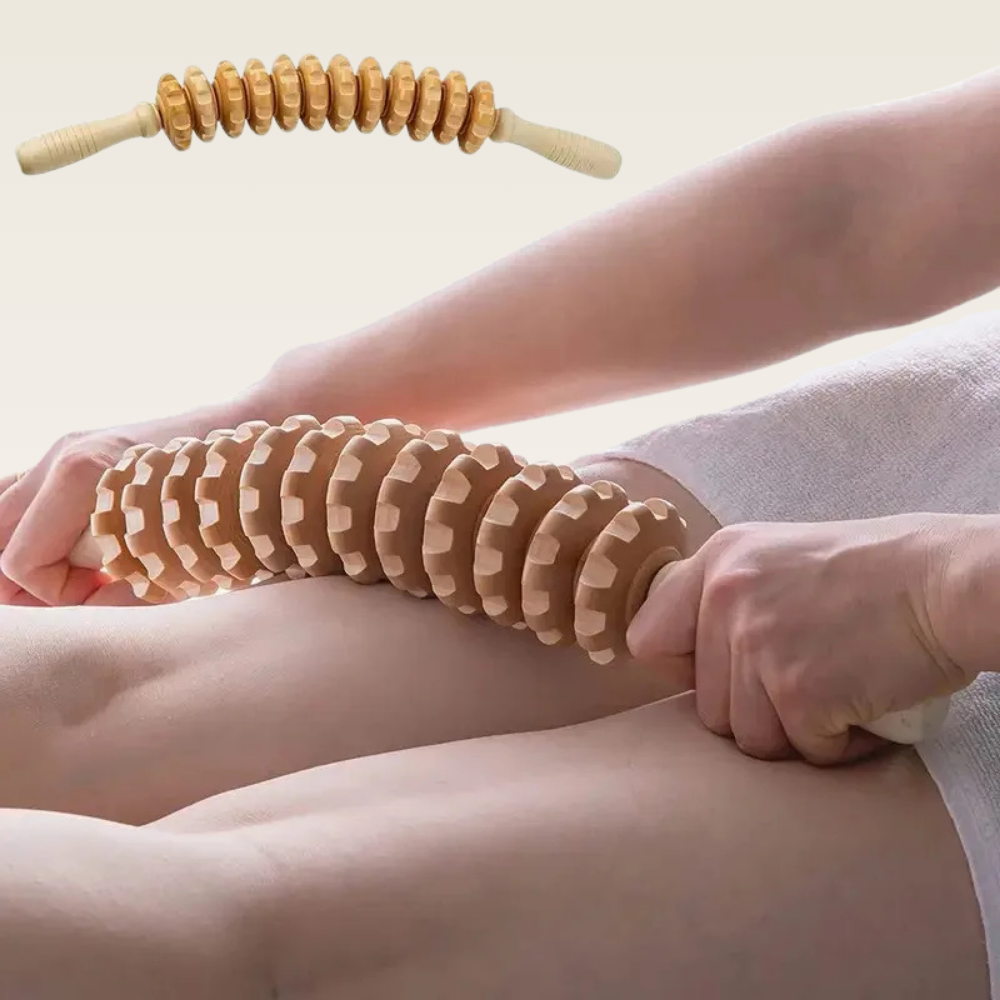 Massageador Fáscia com Rolo de Madeira - Prazer em TI