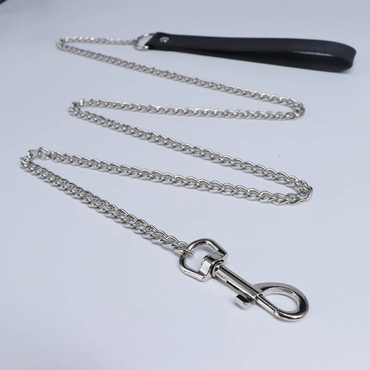 Colar gótico com corrente estilo harness em couro PU - Prazer em TI