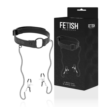 Fetish Submissive – Ringknebel und Nippelklemmen – Bild 2