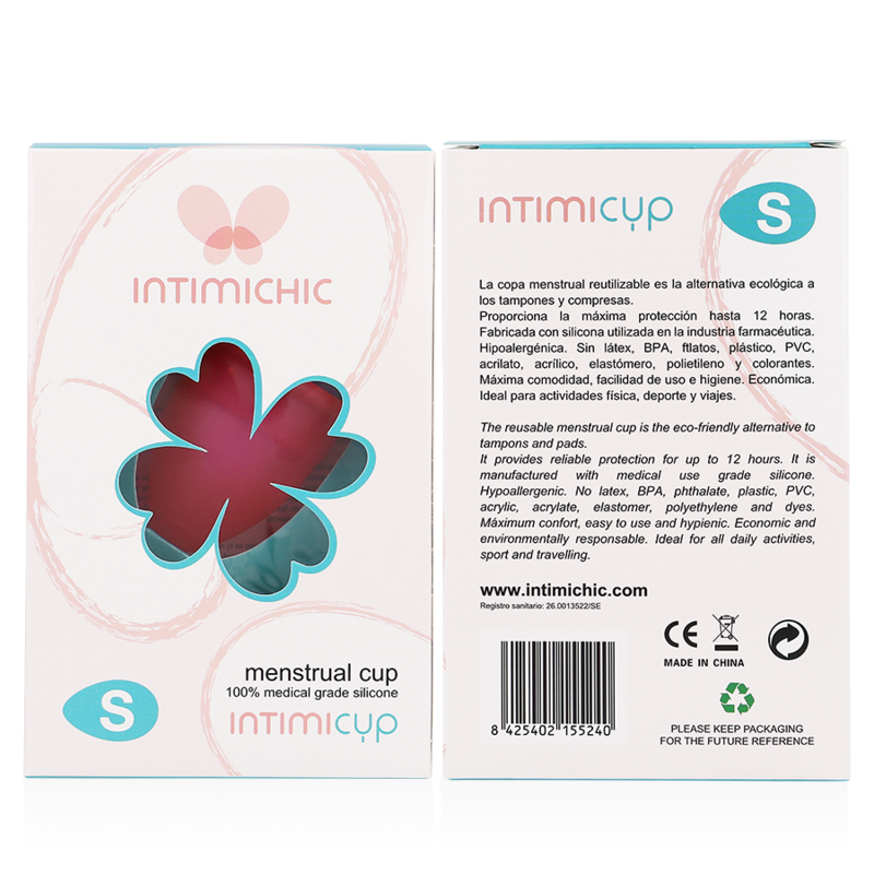 Intimichic — Copo Menstrual Silicone Grau Médico Tamanho S e L
