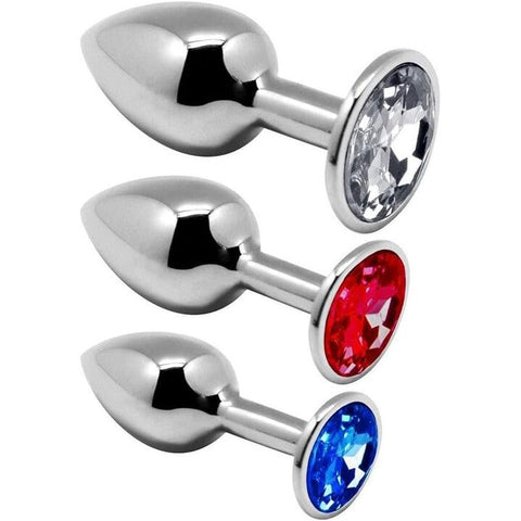 ALIVE — Kit Prazer Anal 3 Plugues de Metal com Cristal — imagem principal
