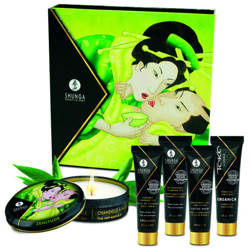 Shunga Secret Geisha Chá Verde – Kit Erótico de Viagem 5 Produtos