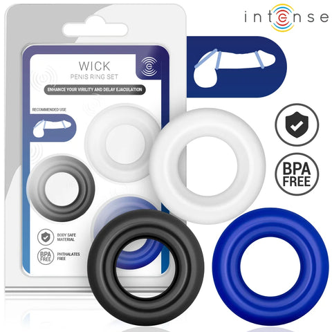 Anéis Penianos Intense Wick — conjunto de anéis com embalagem