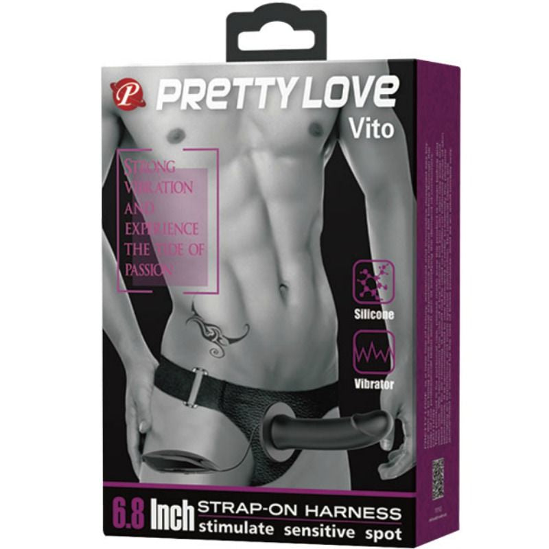 Vito Strap-On con dildo cavo vibrante e imbracatura regolabile