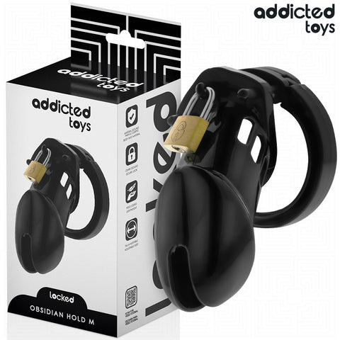ADDICTED TOYS LOCKED - GAIOLA DE PÊNIS DE OBSIDIANA TAMANHO M