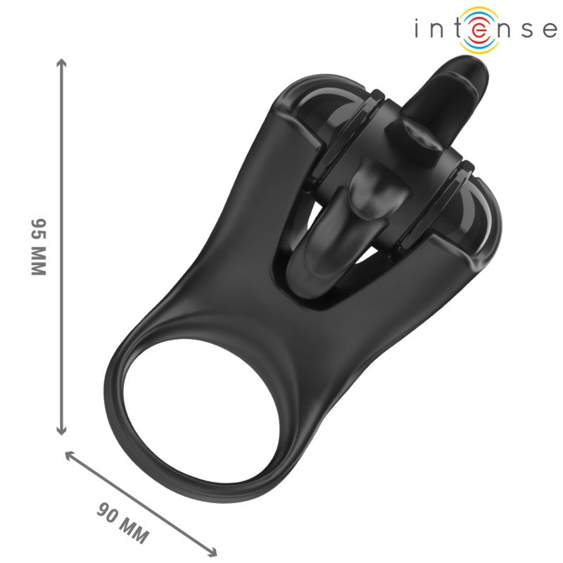 INTENSE - MABEL ANEL VIBRATÓRIO 10 VIBRAÇÕES COM ESTIMULADOR DE CLITÓRIS PRETO