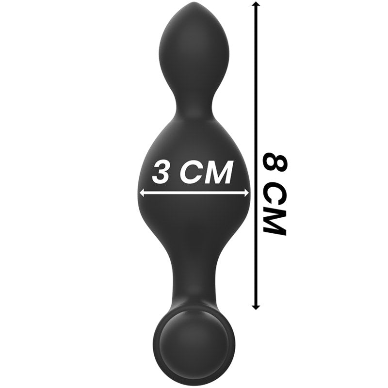 BLACK & SILVER-SMALL TUCKER SILICONE ANAL PLUG REMOTE CONTROL