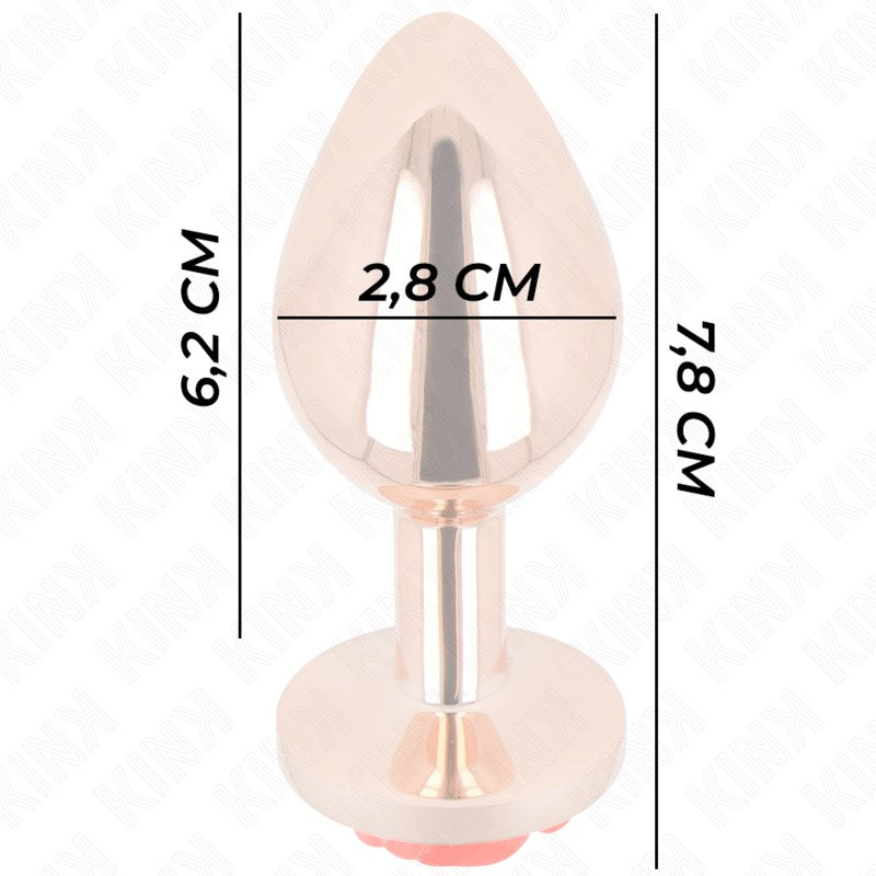 KINK Plug Anal Metálico Rose Gold con Rose Red – S