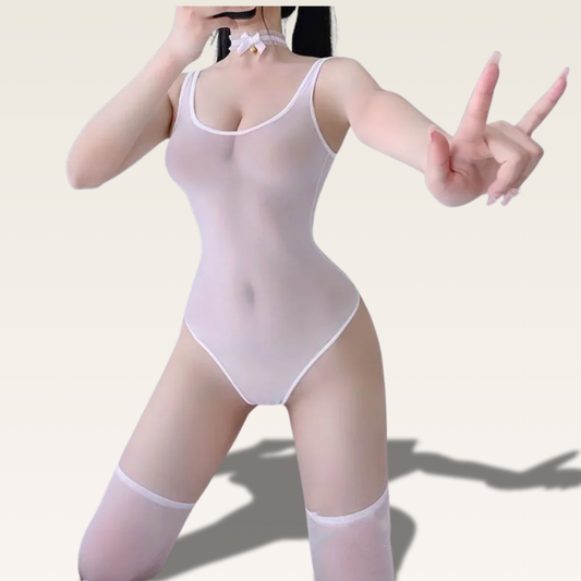 Body lingerie transparente estilo maiô sensual - Prazer em TI