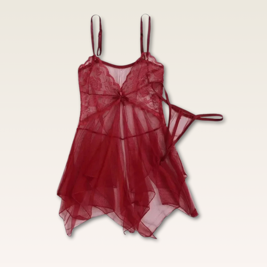 Vestido e calcinha em Tule com Renda - Prazer em TI