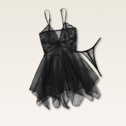 Vestido e calcinha em Tule com Renda - Prazer em TI