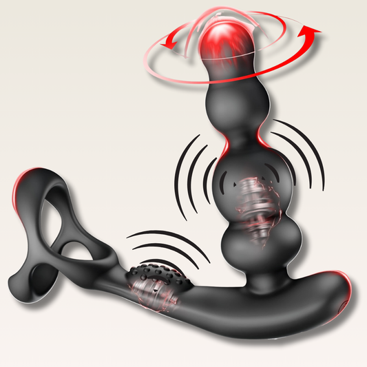 Vibrador Anal Rotativo 360° e anel peniano - Prazer em TI