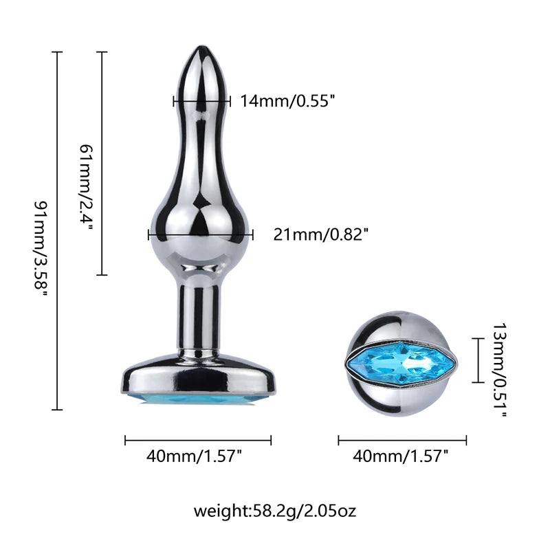 Plug Anal de Metal com Base de Cristal - Prazer em TI
