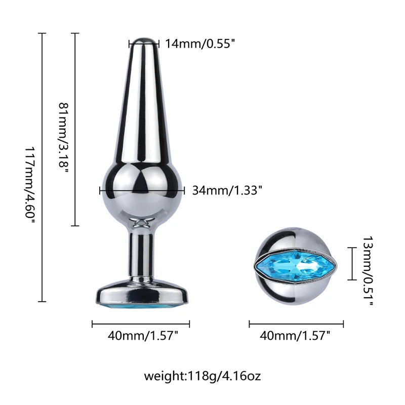 Plug Anal de Metal com Base de Cristal - Prazer em TI