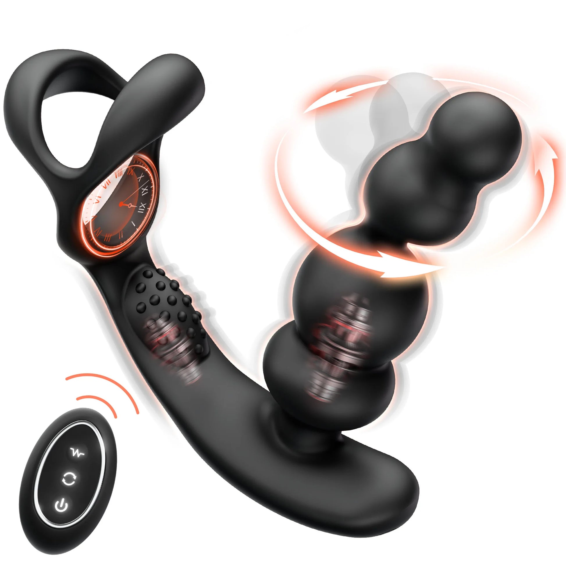 Vibrador Anal Rotativo 360° e anel peniano - Prazer em TI