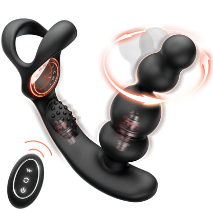 Vibrador Anal Rotativo 360° e anel peniano - Prazer em TI