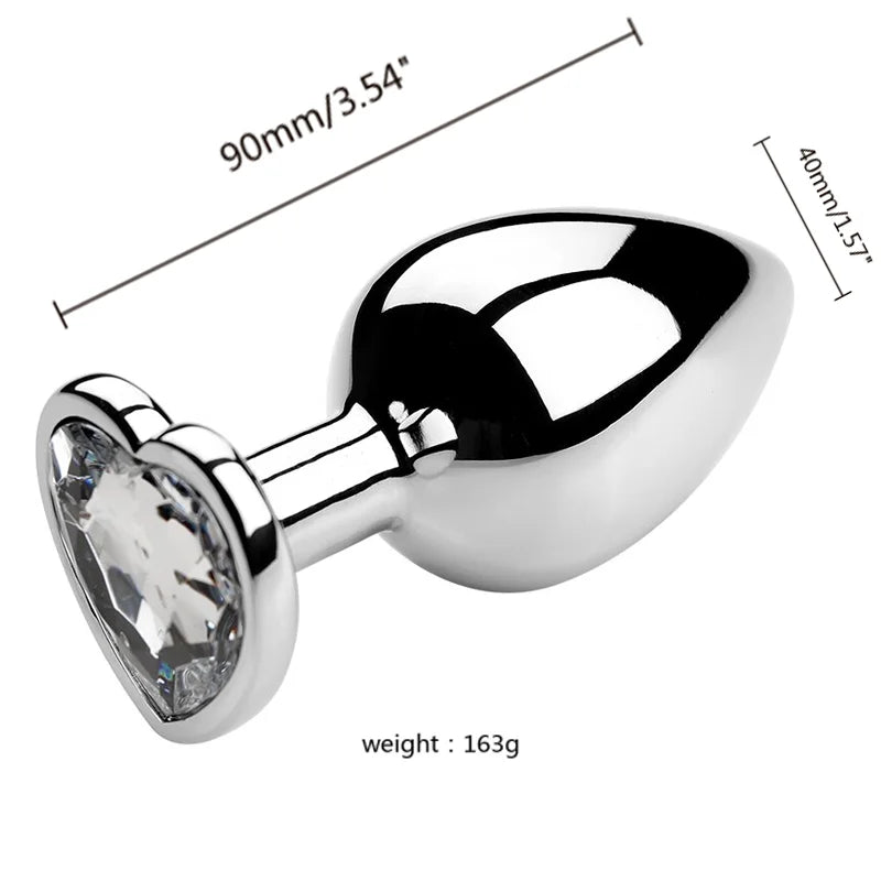 Plug Anal Metálico com Cristal em Formato de Coração - Prazer em TI