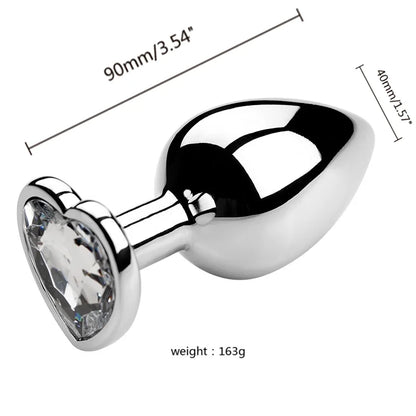 Plug Anal Metálico com Cristal em Formato de Coração - Prazer em TI