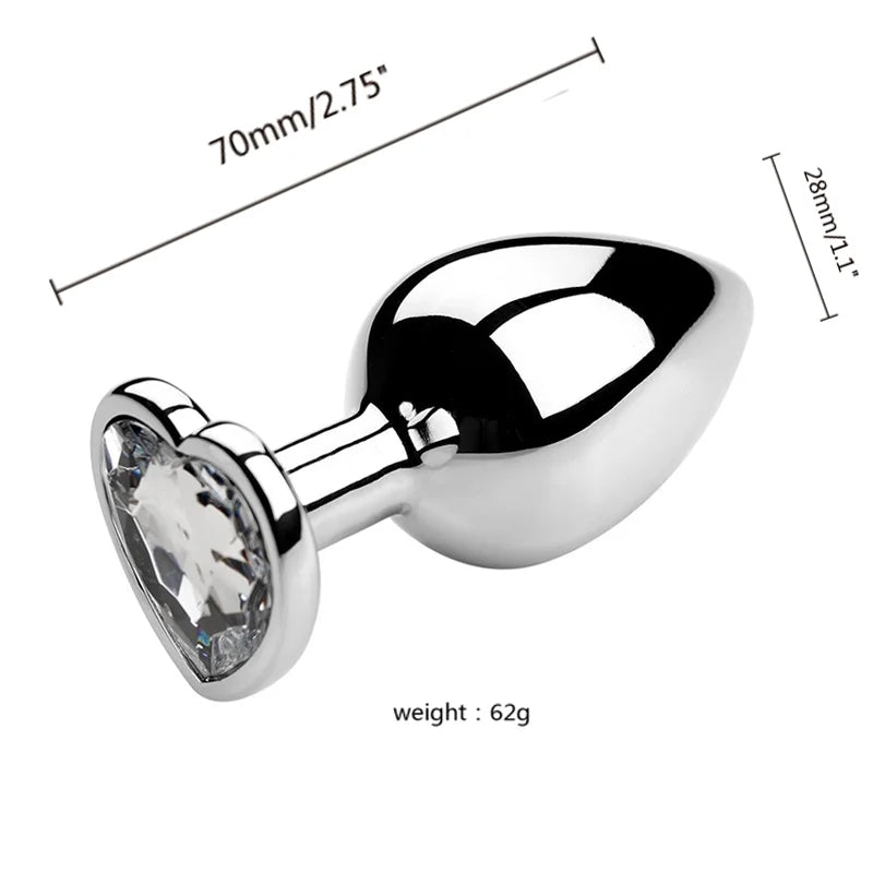 Plug Anal Metálico com Cristal em Formato de Coração - Prazer em TI
