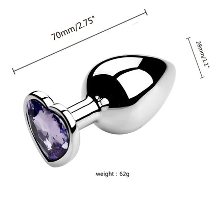 Plug Anal Metálico com Cristal em Formato de Coração - Prazer em TI