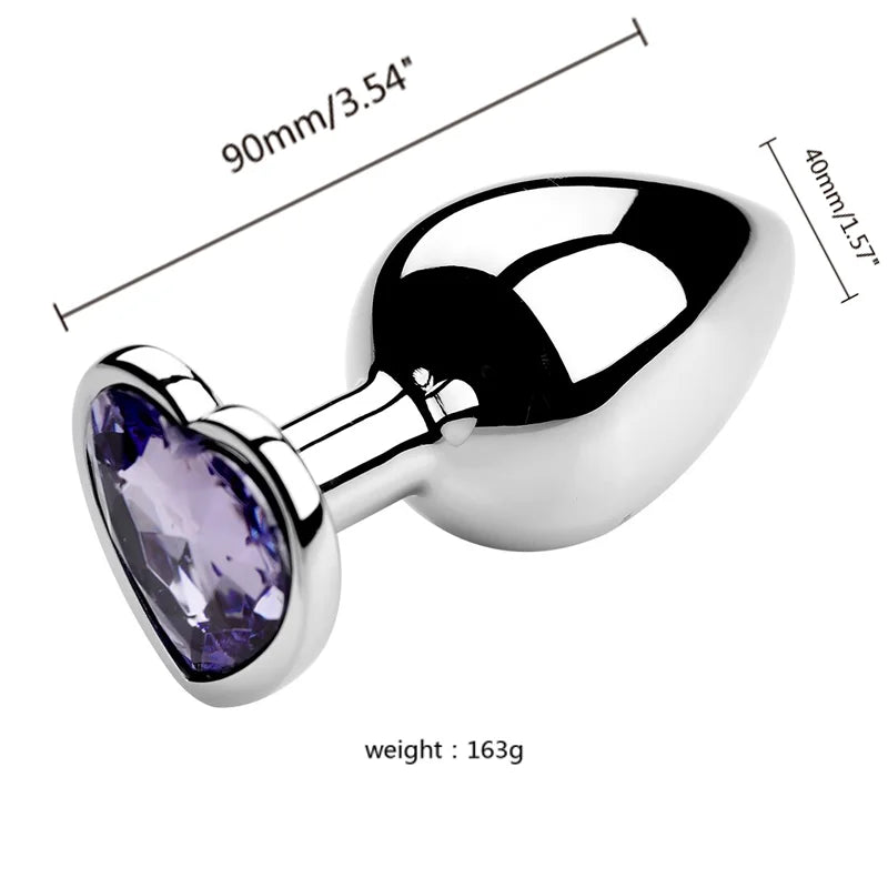 Plug Anal Metálico com Cristal em Formato de Coração - Prazer em TI