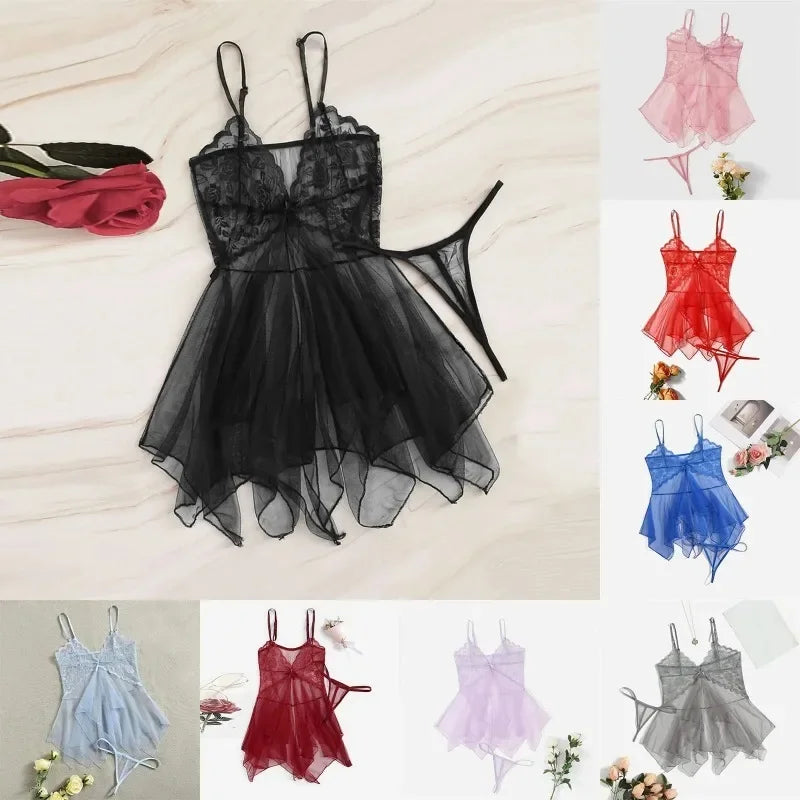 Vestido e calcinha em Tule com Renda - Prazer em TI