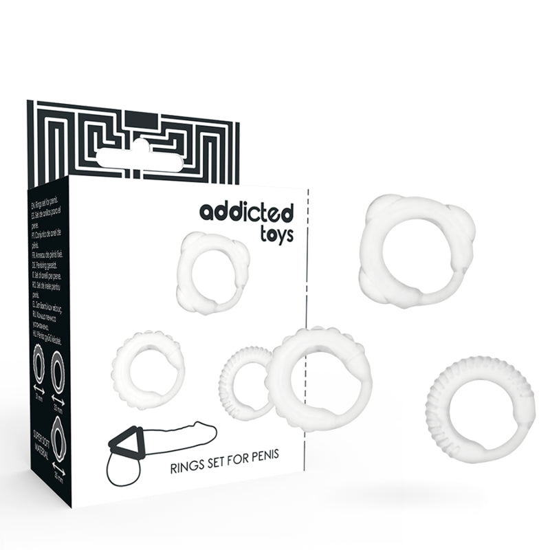 Addicted Toys — Conjunto de 3 Anéis Penianos C em Silicone — Branco — vista adicional 5