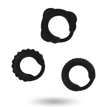 Addicted Toys — Conjunto de 3 Anéis Penianos C em Silicone — Preto — vista adicional 2
