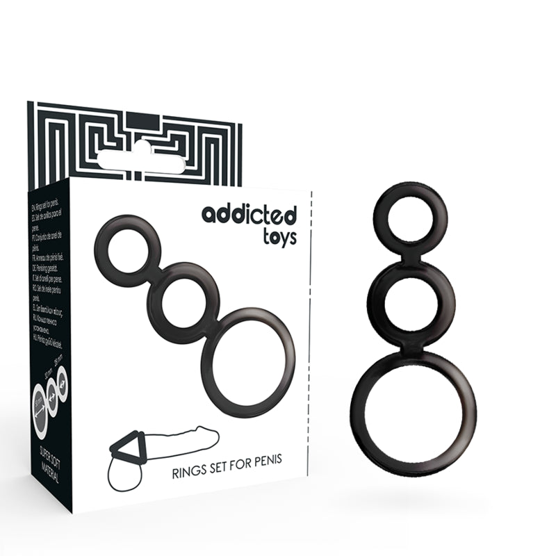 Addicted Toys — Conjunto de 3 Anéis Penianos em Silicone (Fumado)