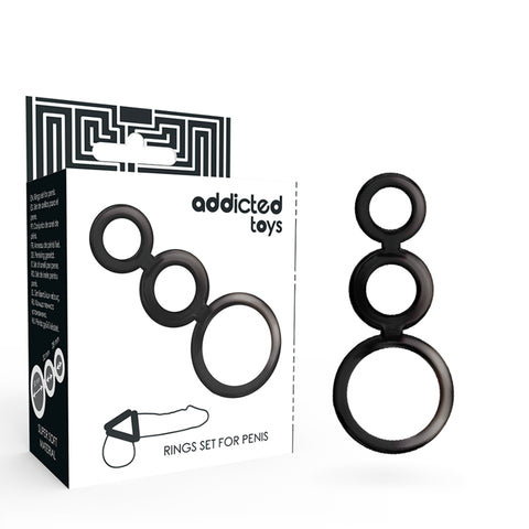 Addicted Toys — Conjunto de 3 Anéis Penianos em Silicone (Fumado)
