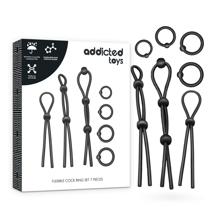 Addicted Toys — Set van 7 penisringen van flexibel silicone