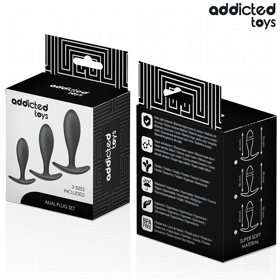 Addicted Toys – 3er-Set Analplugs aus medizinischem Silikon für eine sichere Steigerung