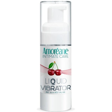 Gel Estimulante Amoréane Liquid Vibrator Cherry (30 ml) — frasco doseador visto de frente