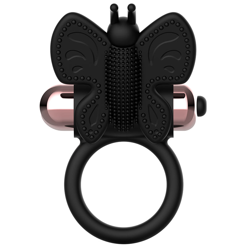 Anel Vibratório Borboleta Preto/Ouro