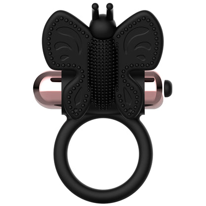 Anel Vibratório Borboleta Preto/Ouro