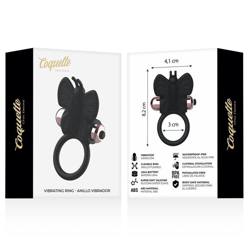 Anel Vibratório Borboleta Preto/Ouro — vista adicional 5