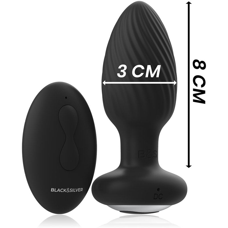Rotator — Analplug mit Rotation und Fernbedienung — Schwarz & Silber