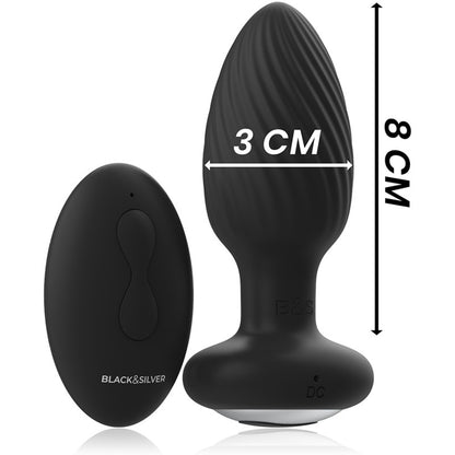 Rotator — Analplug mit Rotation und Fernbedienung — Schwarz & Silber