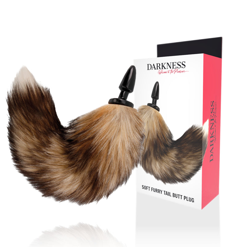 Darkness — Zilverkleurige anale plug met realistische pluimstaart (fetisj/BDSM)