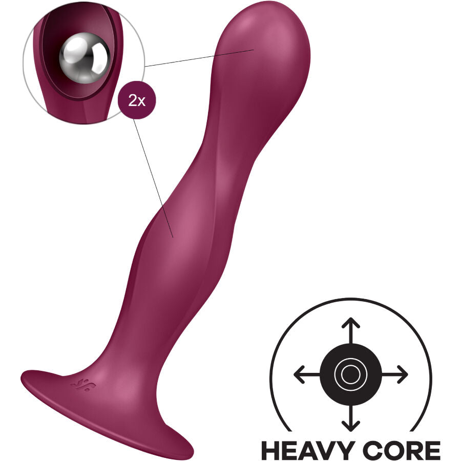 Dildo Double Ball-R com Bolas Internas de Movimento e Ventosa — Garnet — vista adicional 2