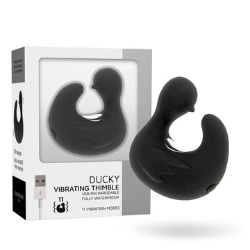 Duckymania — Vibrador Pato de Dedo Recarregável — Black & Silver — imagem 2
