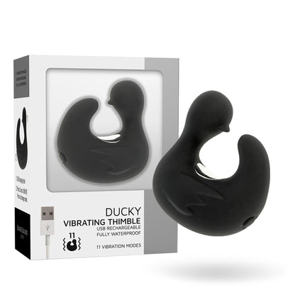 Duckymania — Oplaadbare vingervibrator in eendvorm — Black & Silver