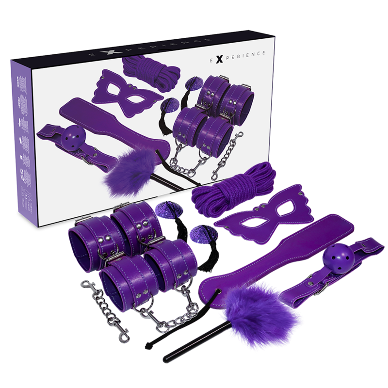 EXPERIENCE — Kit BDSM Fetish com 8 Peças (Vermelho ou Roxo)