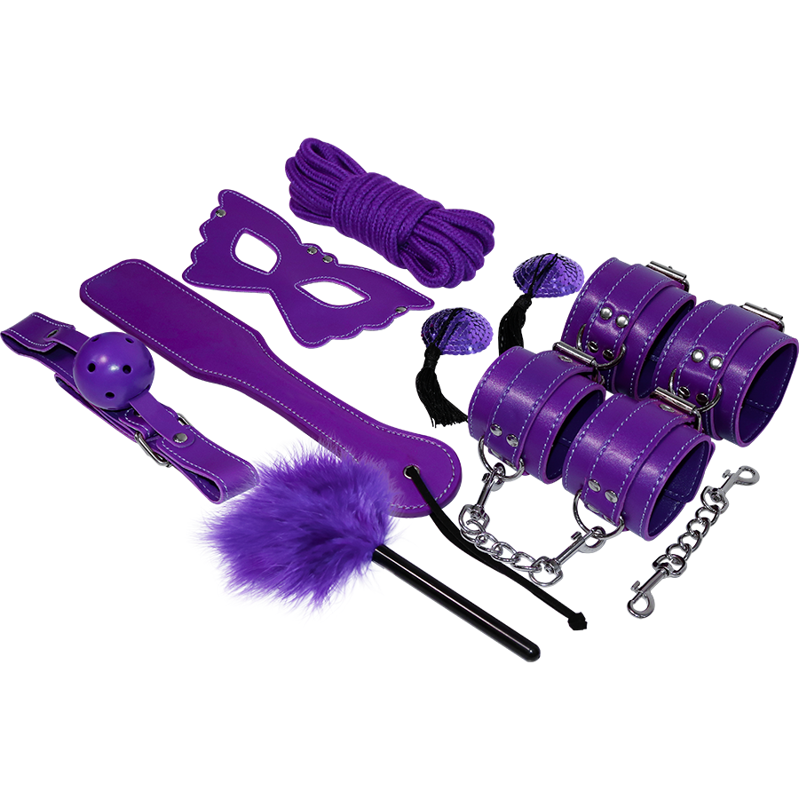 EXPERIENCE — Kit BDSM Fetish com 8 Peças (Vermelho ou Roxo)