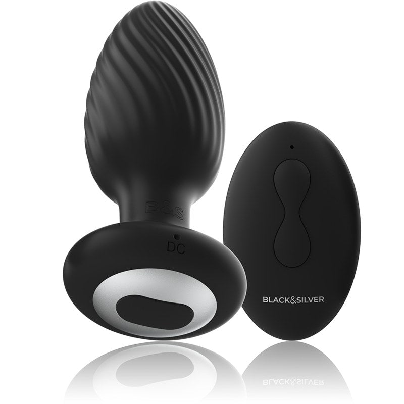 Rotator — Analplug mit Rotation und Fernbedienung — Schwarz & Silber