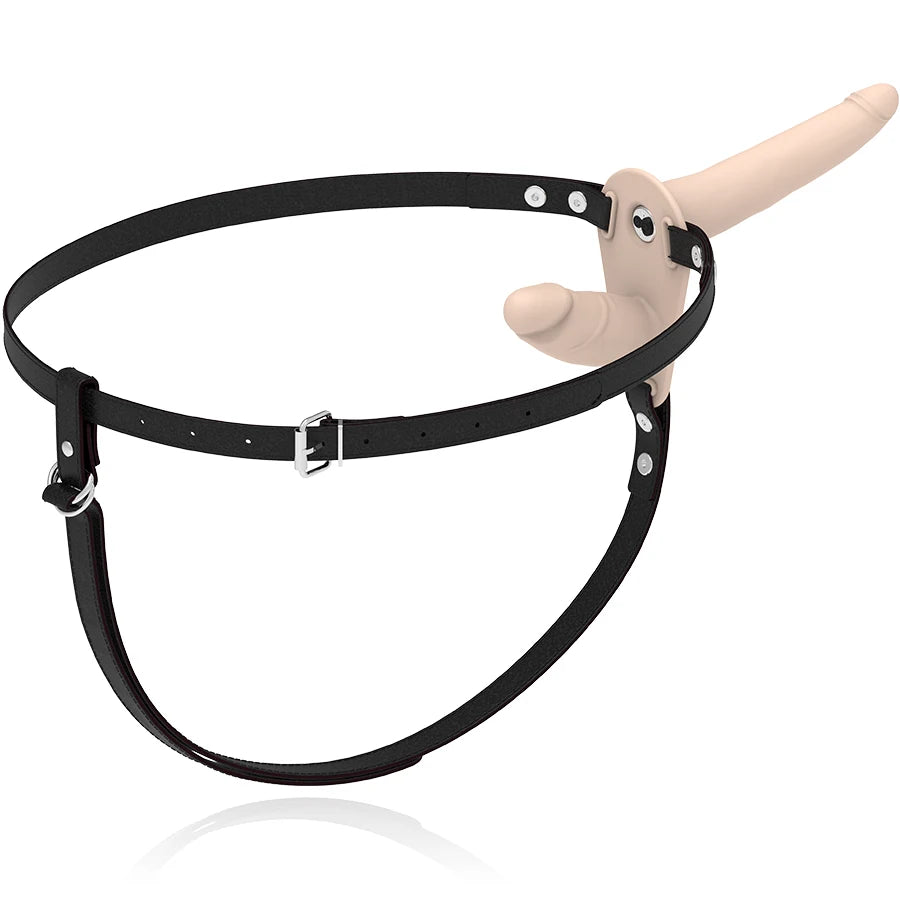 Arnês Vibratório Fetish Submissive (Natural) — vista superior do dildo e correias