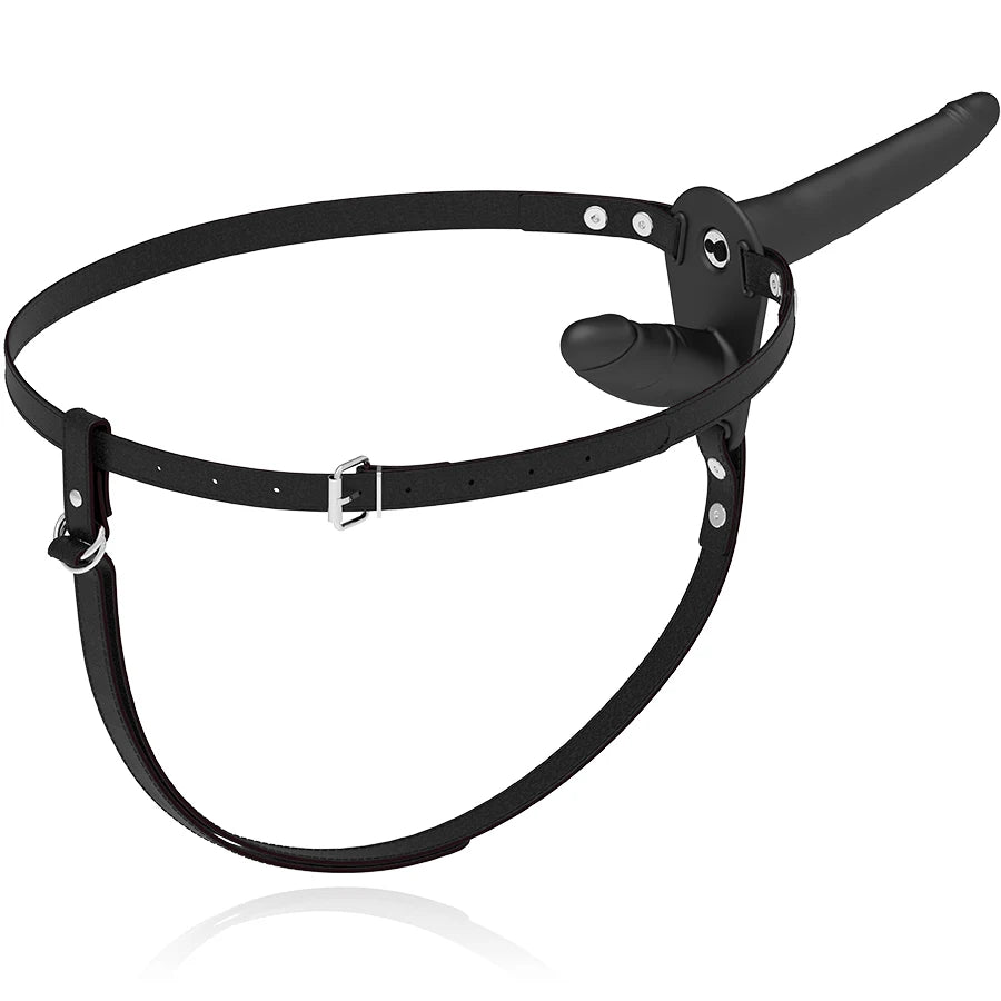 Arnês Vibratório Fetish Submissive (Preto) — vista superior do dildo e correias