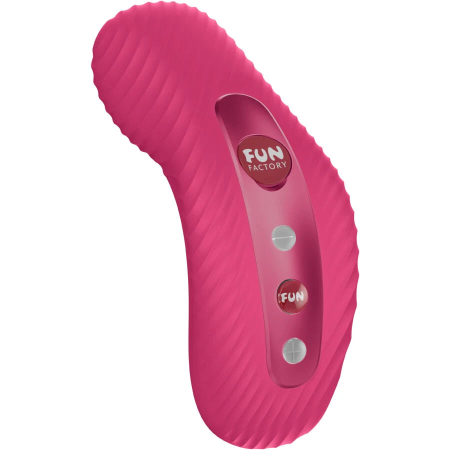 Vibrador Fun Factory Laya III (Framboesa) — vibrador texturado em vista inclinada